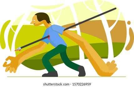 Man with a spear in his chest