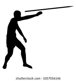 The man with spear silhouette vector