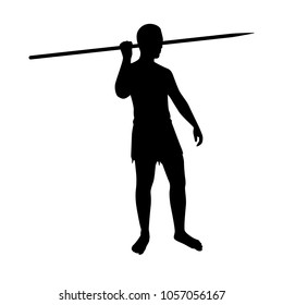 The man with spear silhouette vector