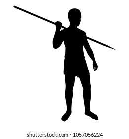 The man with spear silhouette vector
