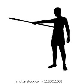 Man with spear silhouette vector