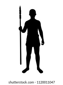 Man with spear silhouette vector
