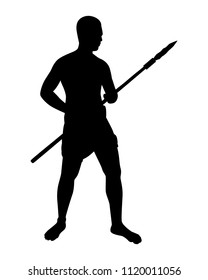 Man with spear silhouette vector