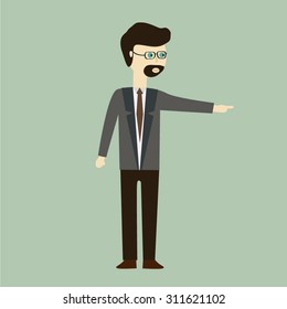 The man specifies by a hand
