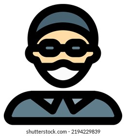 Man with specs having mask on.