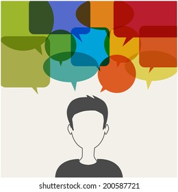 man with speech ballons communication concept