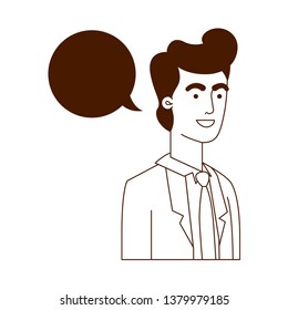 man with speech bubble avatar character