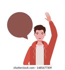 man with speech bubble avatar character