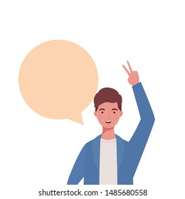 man with speech bubble avatar character
