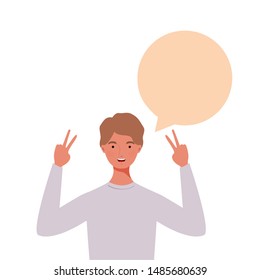 man with speech bubble avatar character