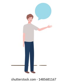 man with speech bubble avatar character
