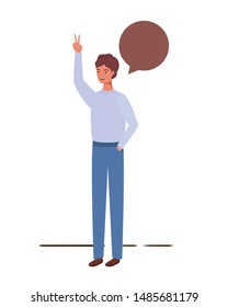 man with speech bubble avatar character