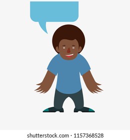 Man with speech bubble. Cartoon character - cute manager. Stock vector illustration in flat design.