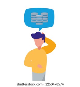 man speech bubble database server