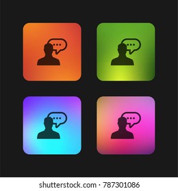 Man with speech bubble four color gradient app icon design