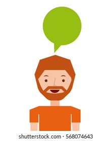 man with speech bubble icon over white background. colorful design. vector illustration