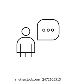Hombre con el icono de la burbuja del habla, Plantilla para el gráfico y el Diseño web. Ilustración vectorial