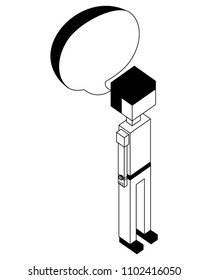 man with speech bubble isometric avatar character
