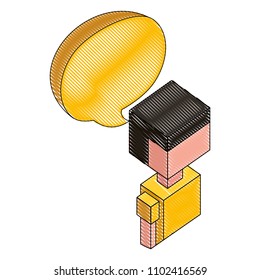 man with speech bubble isometric avatar character