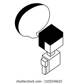 man with speech bubble isometric avatar character