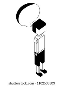 man with speech bubble isometric avatar character