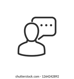 man and speech bubble. linear icon. Line with editable stroke