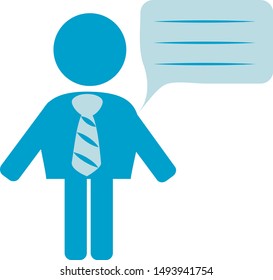 Man with a speech bubble, People Icon, symbol, element. Vector graphic. Isolated on white. Flat style design.