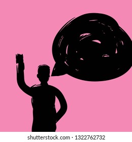 Man with Speech Bubble, Speaking, Business, Communication