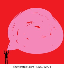 Man with Speech Bubble, Speaking, Business, Communication