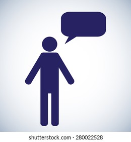 Man with speech bubble. Symbol Icon. Vector illustration