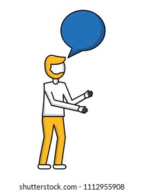 man with speech bubble talk