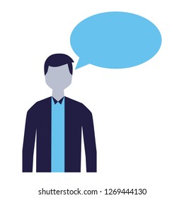 man speech bubble talk white background