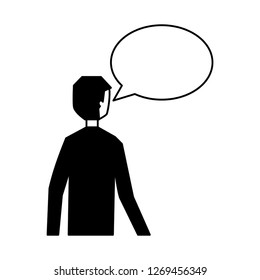 man speech bubble talk white background