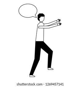 man speech bubble talk white background