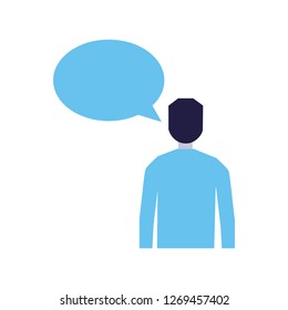 man speech bubble talk white background