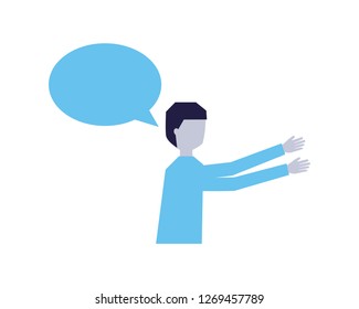 man speech bubble talk white background