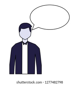 man speech bubble talk white background