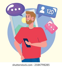 hombre con voz burbuja los medios sociales