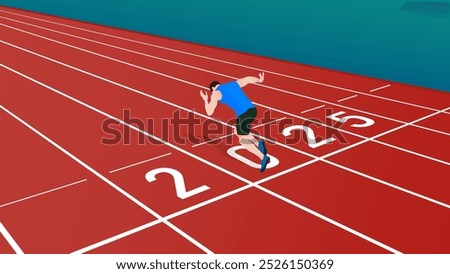 A man is speed running on a track with the number 2025.