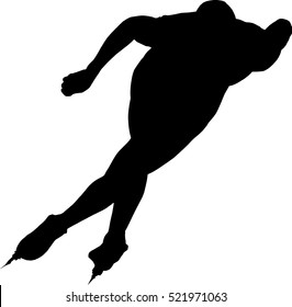 man speed skaters black silhouette on white background vector Illustration