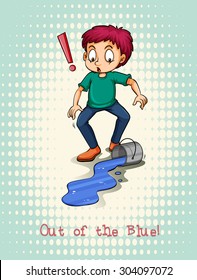 Man spill blue color illustration