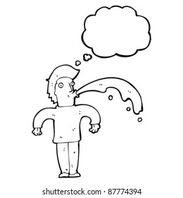 man spitting out water