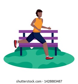 man sport health running activity outdoors vector illustration