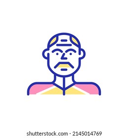 Man in a sport jacket avatar. Pixel perfect, editable stroke fun color icon