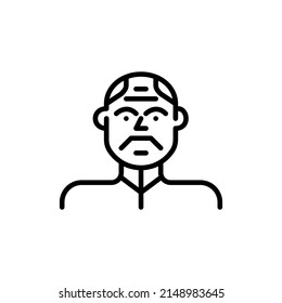 Hombre con un avatar de chaqueta deportiva. Icono de trazo de píxeles perfecto, modificable
