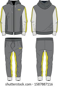 Man sport set wear design apparel pants hoodie pocket template model style vector