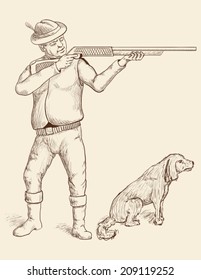 A man with sporting gun and a dog