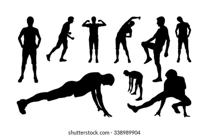 Man sports exercising silhouettes
