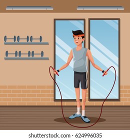 man sports jump rope training gym workout