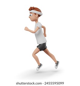 Man in sportswear is running. Male character doing sports